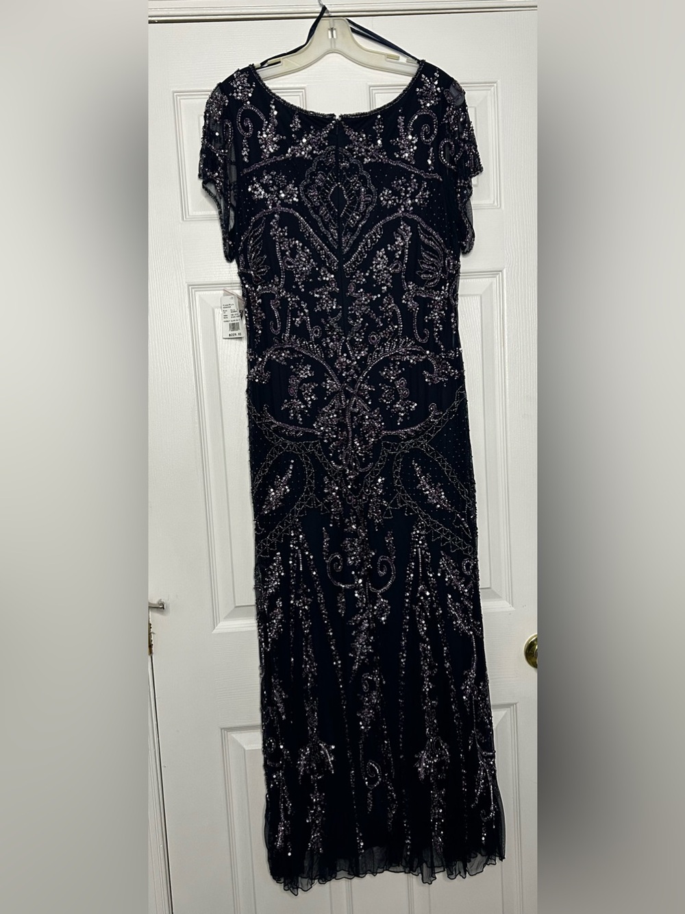 NWT Pizarro Nights Navy Bead and Sequin Embellished Scoopneck Mesh Gown, sz 14 - Picture 8 of 15